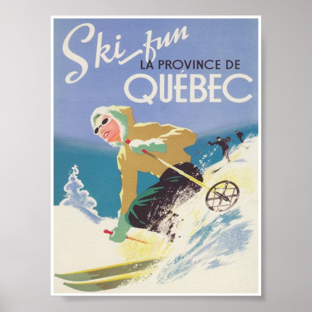 Quebec Canada Vintage Ski Travel Poster (Framsidan)