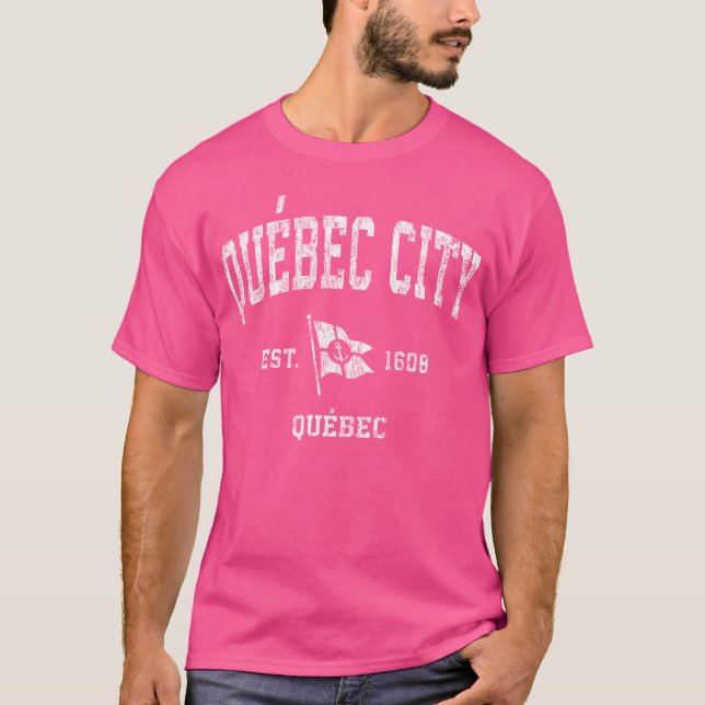 Quebec City Canada Nautical Boat Anchor Flag gift T Shirt (Framsida)