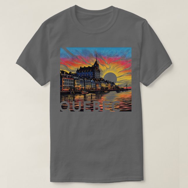 Quebec City Canada sunset scen TShirt T Shirt (Design framsida)
