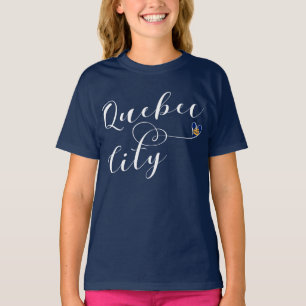 Quebec City Flagga in Heart T-Shirt