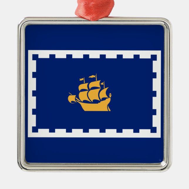 Quebec City Flagga (Québec, Kanada) Julgransprydnad Metall (Framsidan)