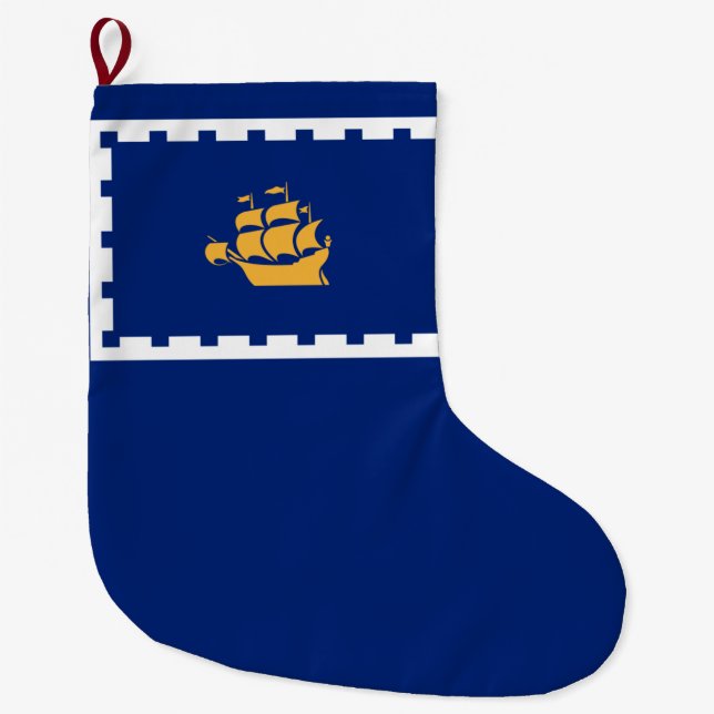 Quebec City Flagga (Québec, Kanada) Stor Julstrumpa (Framsidan)