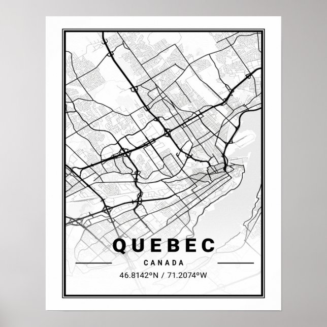 Quebec City Quebec Canada Travel City Karta Poster (Framsidan)