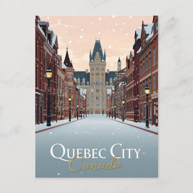 Quebec City Winter Street View Vykort (Framsida)