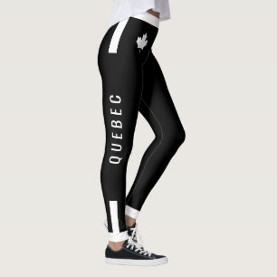 QUEBEC Fitness med White Canadian Maple på BLACK Leggings