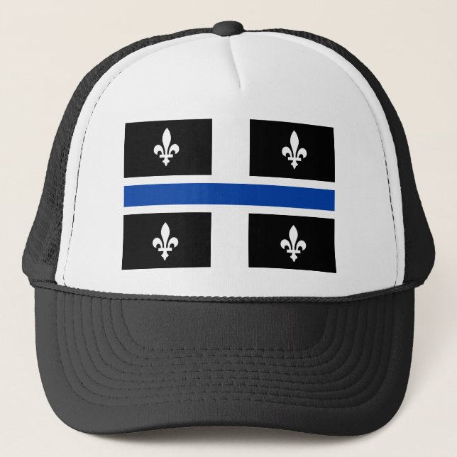 Quebec Flagga Blue Line Fleur de Lys Graphic Art p Keps (Framsida)