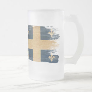 Quebec flagga frostat ölglas