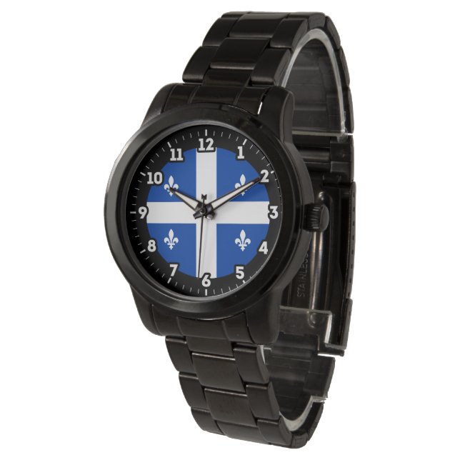 Quebec Flagga Graphic Dial Armbandsur (Vinklad)