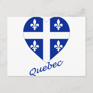 Quebec Flagga Heart med Namn Vykort