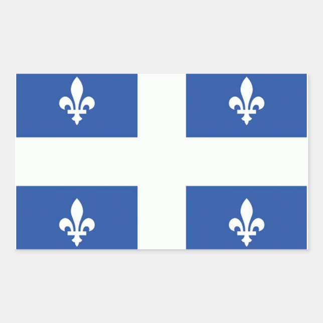 Quebec Flagga Rektangulärt Klistermärke (Framsida)