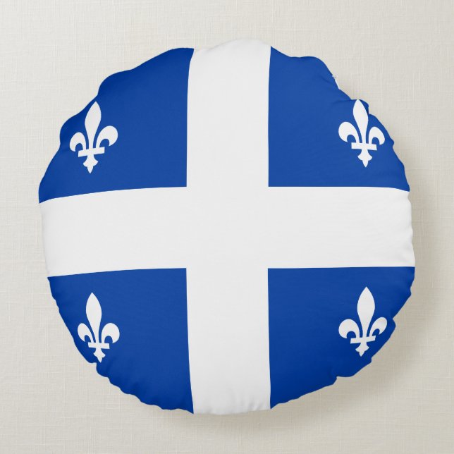 Quebec Flagga Rund Kudde (Baksidan)
