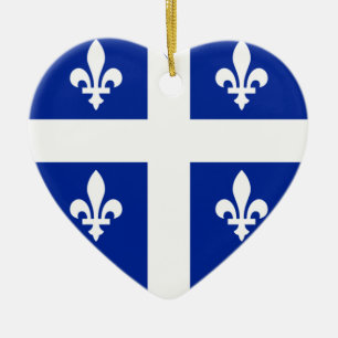 Quebec flaggahjärta julgransprydnad keramik