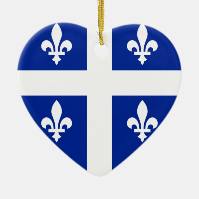 Quebec flaggahjärta julgransprydnad keramik (Framsidan)