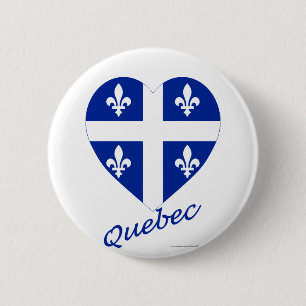 Quebec flaggahjärta med namn knapp