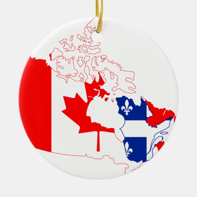 Quebec i den Kanada flagga, karta Julgransprydnad Keramik (Framsidan)