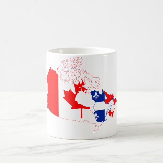 Quebec i den Kanada flagga, karta Kaffemugg (Center)