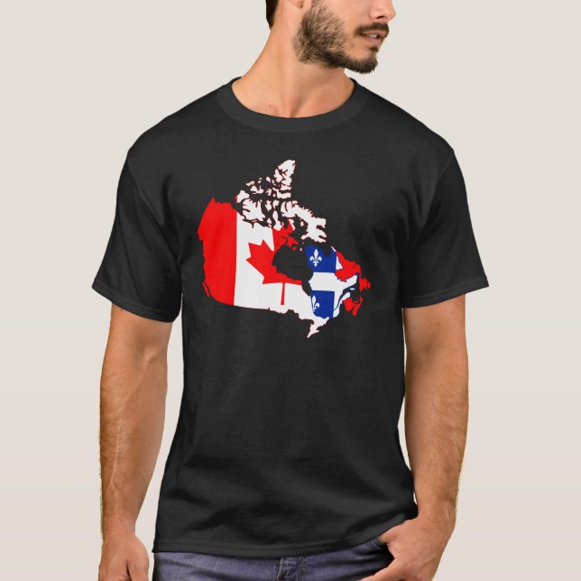 Quebec i den Kanada flagga, karta Tee (Framsida)