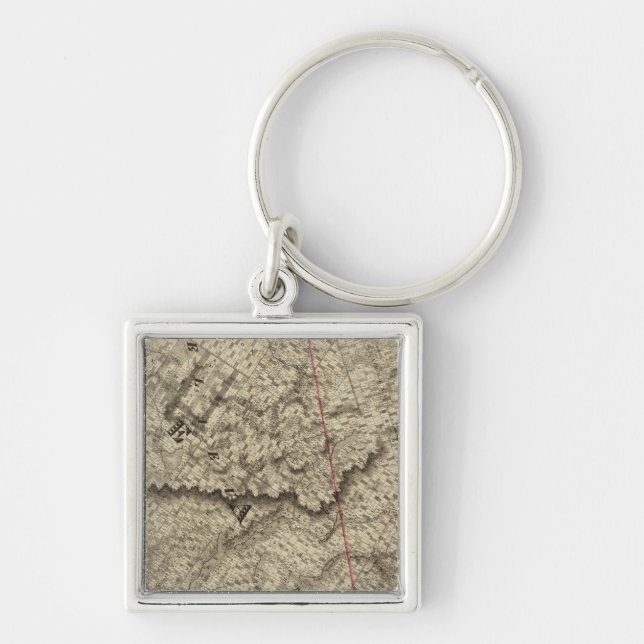 Quebec, Kanada 3 Fyrkantig Silverfärgad Nyckelring (Framsidan)