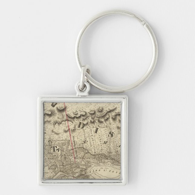 Quebec, Kanada 4 Fyrkantig Silverfärgad Nyckelring (Framsidan)