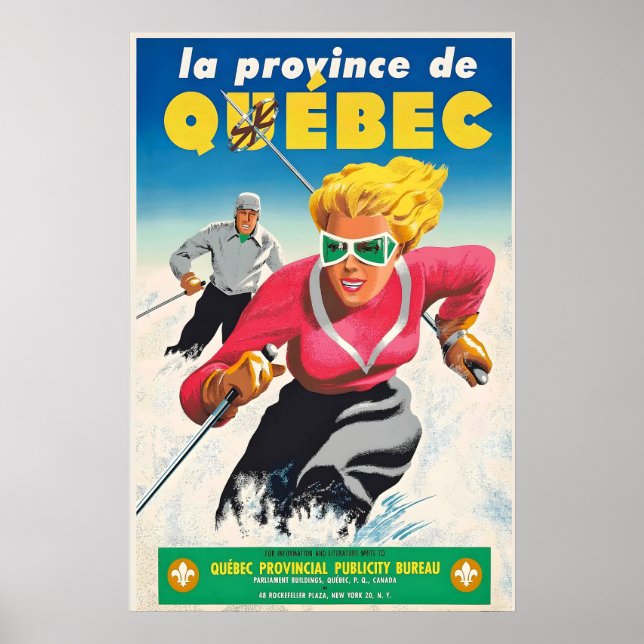 Québec Kanada Berg Vinter Sport Skidåkning Poster (Framsidan)
