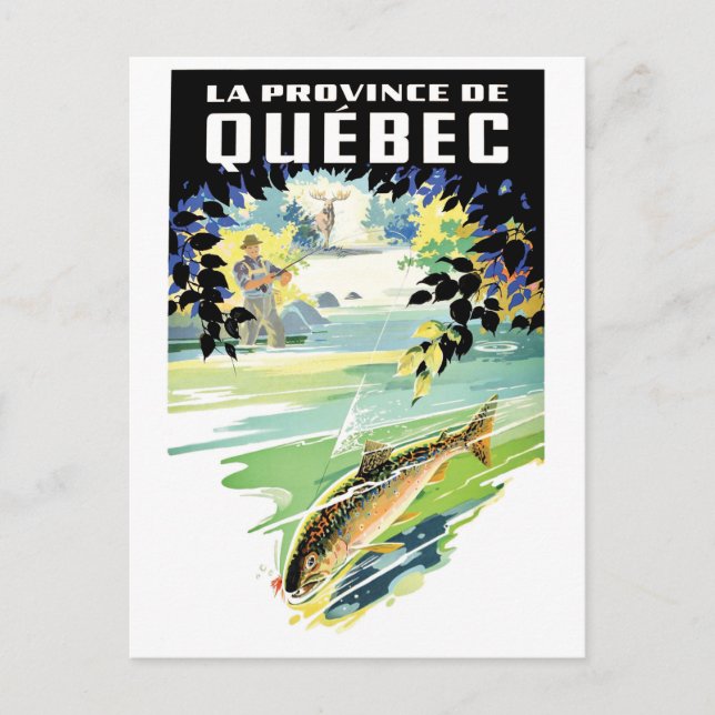 Québec, Kanada. Fiske i flod Vykort (Framsida)