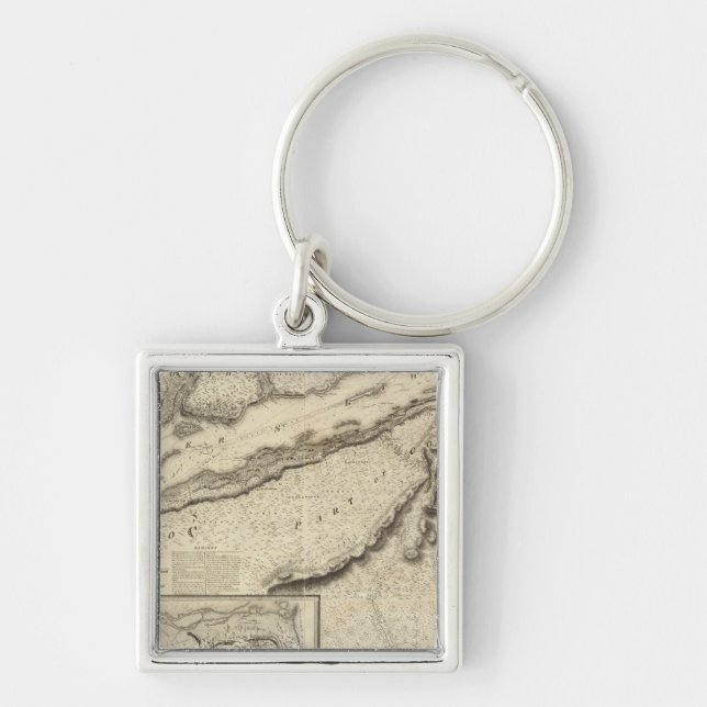 Quebec, Kanada Fyrkantig Silverfärgad Nyckelring (Framsidan)