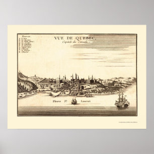 Québec, Kanada Panoramic Karta - 1755 Poster