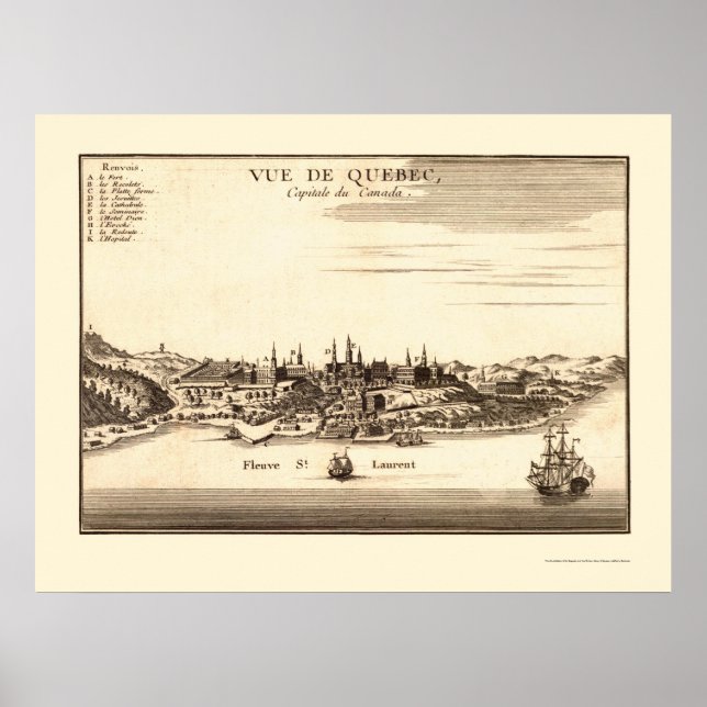 Québec, Kanada Panoramic Karta - 1755 Poster (Framsidan)