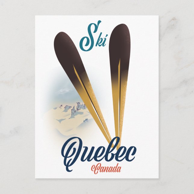 Quebec Kanada skidposter Vykort (Framsida)