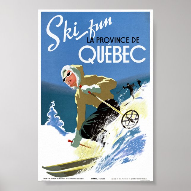 Quebec Kanada Vintage Resor Affisch Restaurerad (Framsidan)