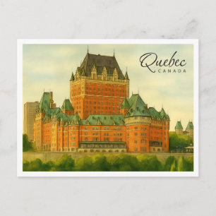 Québec Kanada Vintage Vattenfärg Resa Helg Vykort