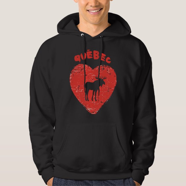 Quebec Kärlek Moose Heart Hoodie (Framsida)