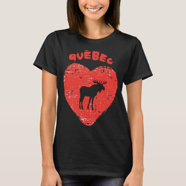 Quebec Kärlek Moose Heart T Shirt (Framsida)