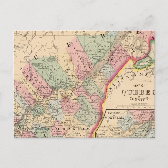 Quebec Karta av Mitchell Vykort (Framsida)