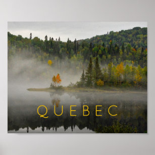 Quebec Ligcape Fall Sjö med Fog Fine Art Photo Poster