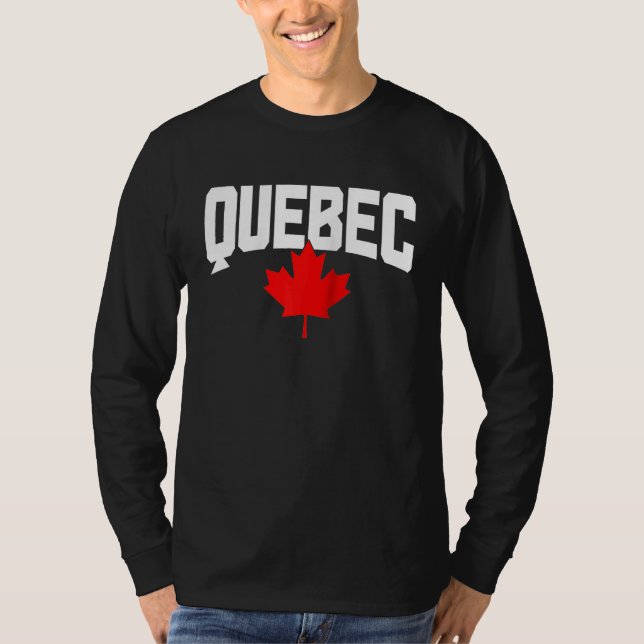Quebec Maple Leaf Canada Canadian Flag Pride Ragla T Shirt (Framsida)