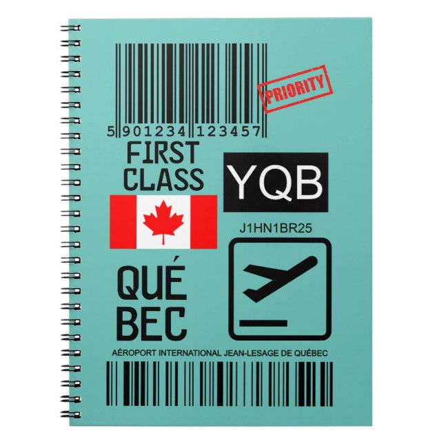 Quebec-märkre för flygplatsresor anteckningsbok (Framsidan)