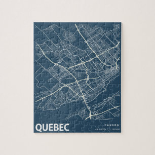 Quebec Minimalist City Karta Line Art i Blue Pussel