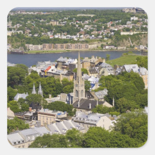 Québec, Québec, Kanada. Utsikt över Fyrkantigt Klistermärke