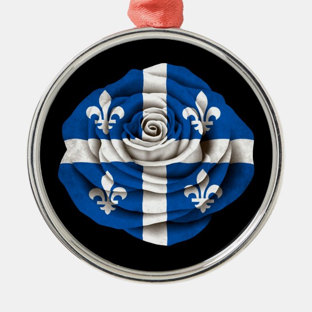 Quebec roflagga på svart julgransprydnad metall (Framsidan)