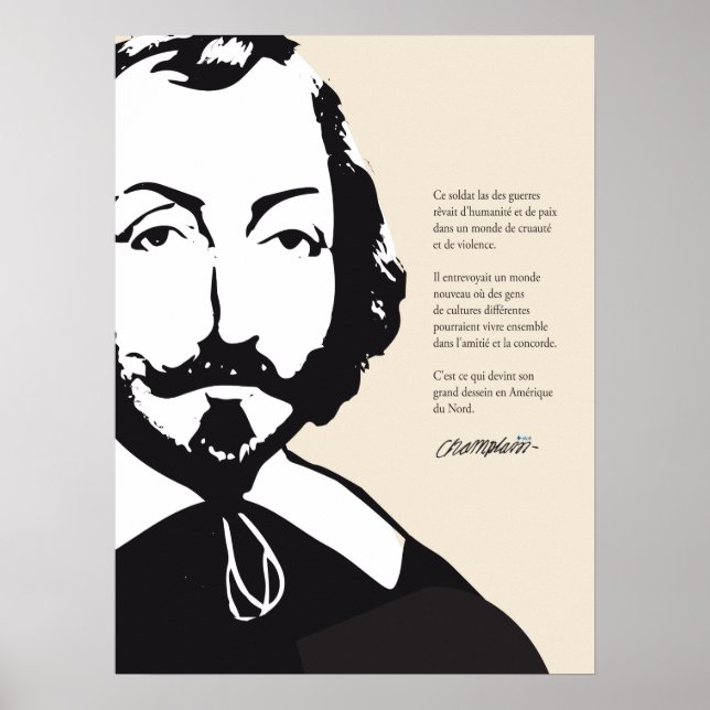 Québec Samuel de Chamblank 1608 Nouvelle-Frankrike Poster (Framsidan)