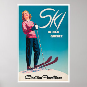 Quebec Skiposter Kanada Resa Konst Chateau Poster