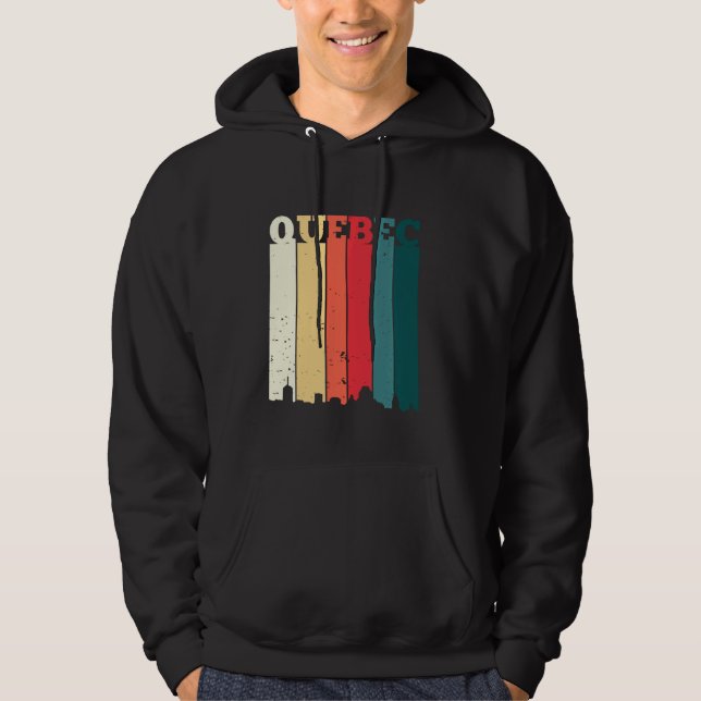 Quebec Skyline Canada Pride Vacation Travel Canadi Hoodie (Framsida)