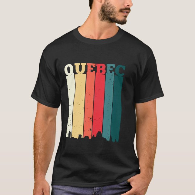 Quebec Skyline Canada Pride Vacation Travel Canadi T Shirt (Framsida)