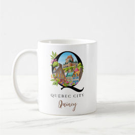 Québec Stad Monogram Bokstav Q Personlig Gåva Kaffemugg
