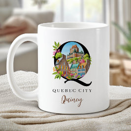 Québec Stad Monogram Bokstav Q Personlig Gåva Kaffemugg
