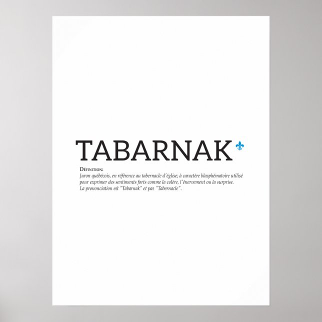 Québec Tabanak Svordom Joual Humor Franska Poster (Framsidan)