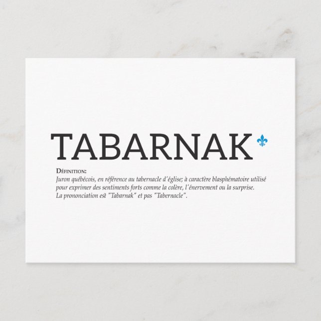 Québec Tabnak Juron Joual Humor Français Vykort (Framsida)