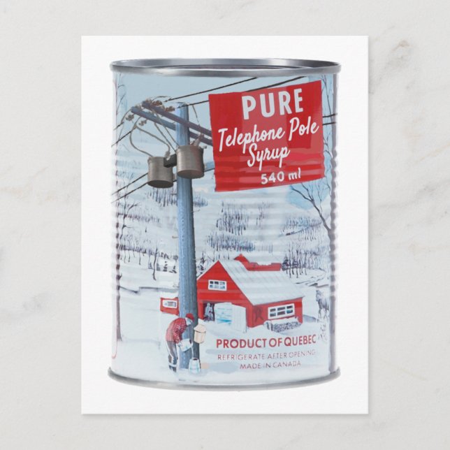 Quebec Telefon Pole Syrup Vykort (Framsida)