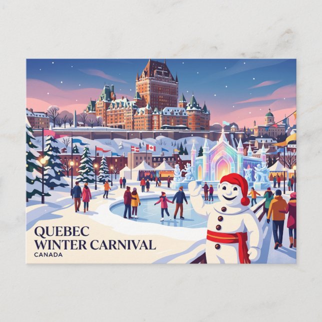 Quebec Vinterkarneval Kanada Vykort (Framsida)